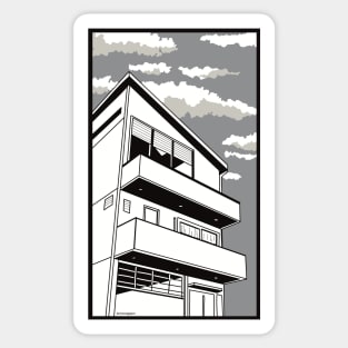 Oshi no Ko Anime and Manga Art | My Star Idol | Oshinoko Strawberry Productions Office Building in Black and White Sticker